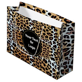Sacola Para Presentes Grande Chic Elegant Leopard Animal Print Personalizado