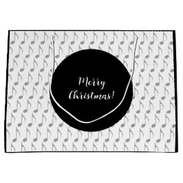 Sacola Para Presentes Grande Chic Houndstooth Musical Notes Feliz Natal