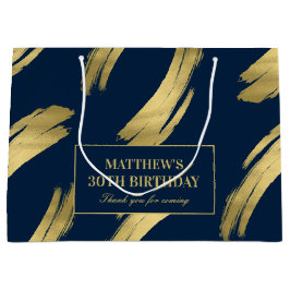 Sacola Para Presentes Grande Chic Navy Gold Foil Birthday Large Gift Bag