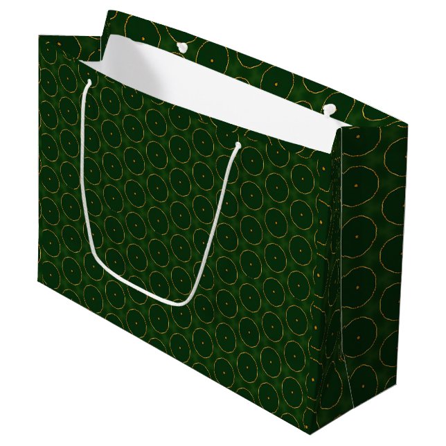 Sacola Para Presentes Grande Chic Pine Green e Dourado Natal decorativo (Frente inclinada)