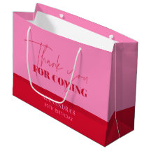 Chic Rosa Vermelho Script Aniversário Obrigado