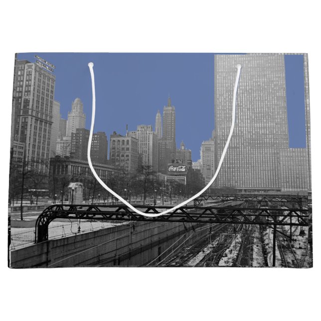 Sacola Para Presentes Grande Chicago Rail Yards Railroad Centro 1960 PHoto (Frente)