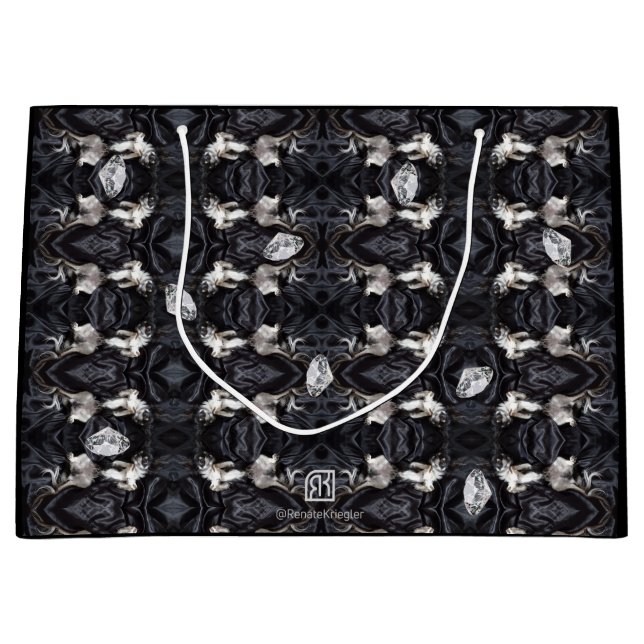 Sacola Para Presentes Grande Chihuahua e Diamantes (Frente)