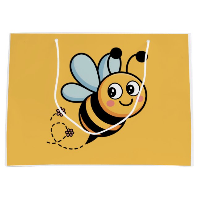 Sacola Para Presentes Grande Child-Friendly Bee Mascot with Dotted Trail (Frente)