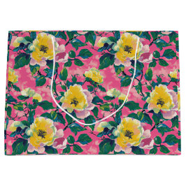 Sacola Para Presentes Grande Chinoiserie Floral pintada a rosa