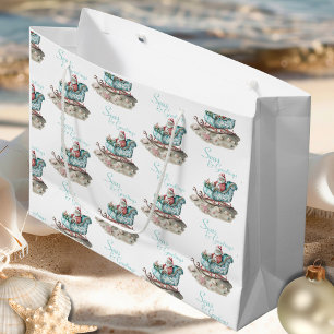 Sacola Para Presentes Grande Chinoiserie Sleigh dos papais noeis na praia