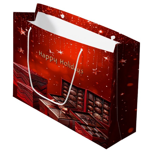 Sacola Para Presentes Grande Chocolate Candy Christmas Holiday Gift Bag (Frente inclinada)