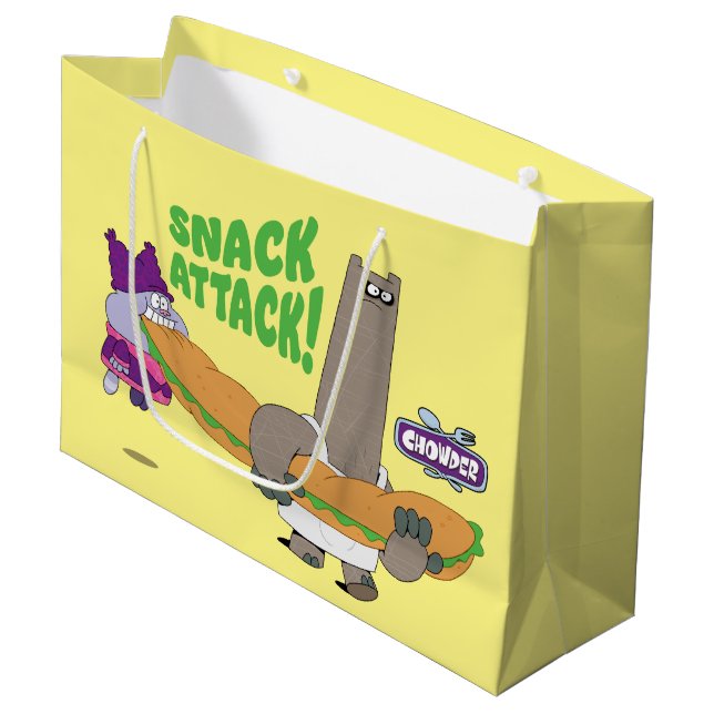 Sacola Para Presentes Grande Chowder e Shnitzel (Frente inclinada)