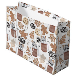 Sacola Para Presentes Grande Christmas Cookies and Hot Cocoa Holiday Baking