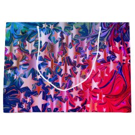 Sacola Para Presentes Grande CHRISTMAS ESTRELAS Abstrato Púrpura Lilás Vermelho