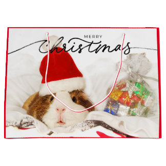 SACOLA PARA PRESENTES GRANDE CHRISTMAS GIFT HAMSTER COM SANTA HAT