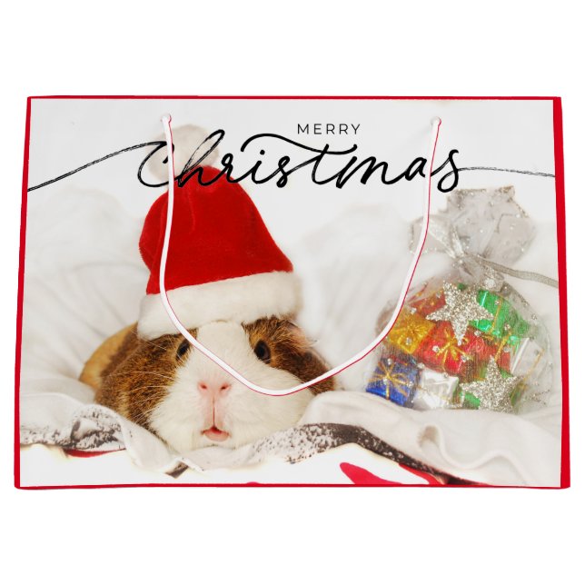 SACOLA PARA PRESENTES GRANDE CHRISTMAS GIFT HAMSTER COM SANTA HAT (Frente)