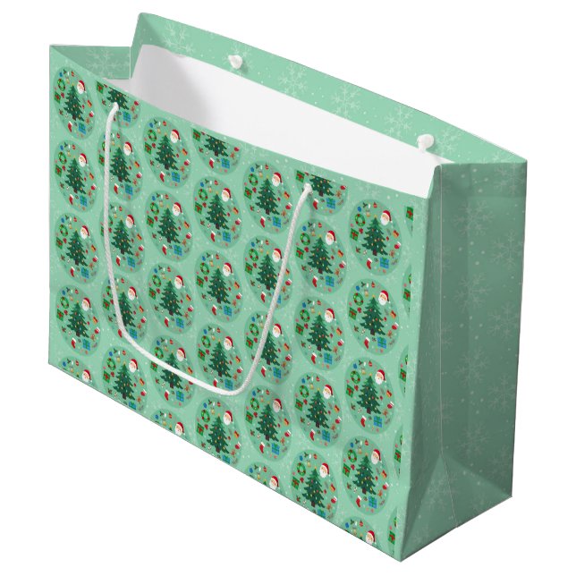 Sacola Para Presentes Grande Christmas Illustrations Holiday (Frente inclinada)