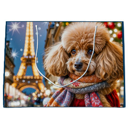 Sacola Para Presentes Grande Christmas In Paris Poodle 