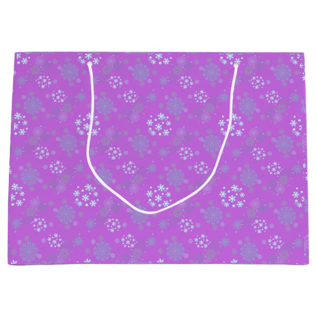 Sacola Para Presentes Grande Christmas Winter Hanukkah Snowflake design  (Frente)