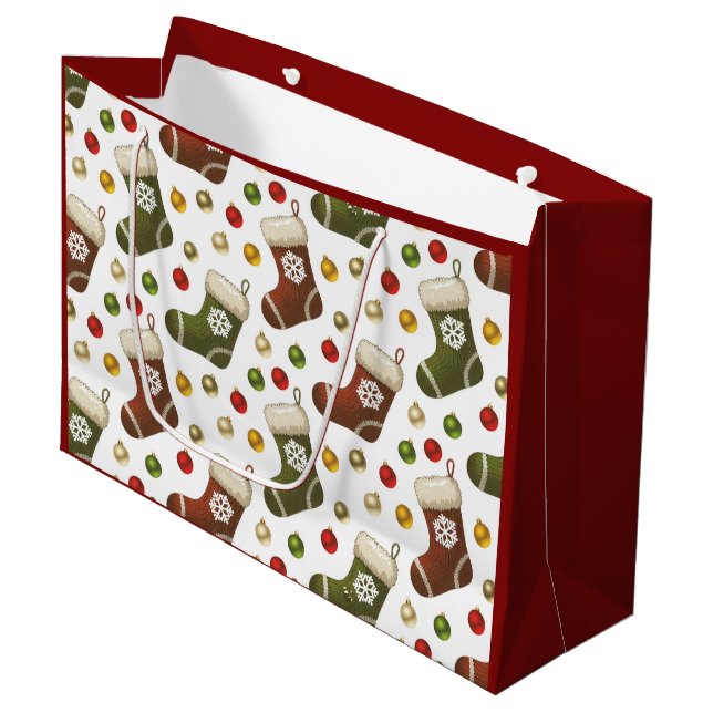 Sacola Para Presentes Grande Christmas Wreaths (Frente inclinada)