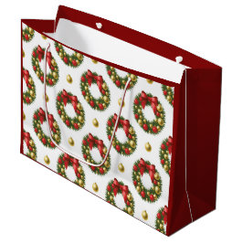 Sacola Para Presentes Grande Christmas Wreaths