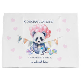 Sacola Para Presentes Grande Chuva de balões e pandas Festa de bebê