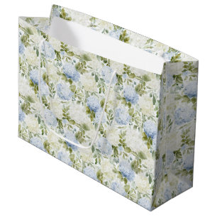 Sacola Para Presentes Grande Chuva de Noiva Floral Romântica Hortênsia Azul Bra