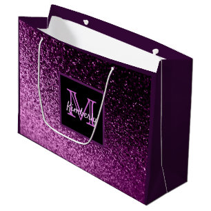 Sacola Para Presentes Grande Chuva de presentes de casamento roxo rosa brilho g
