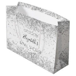 Sacola Para Presentes Grande Chuva de presentes de noiva com brilho branco prat