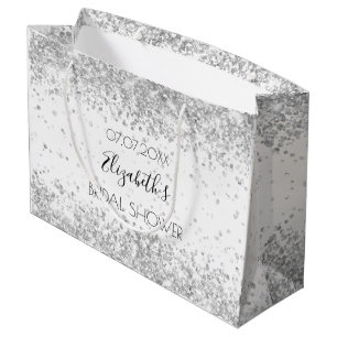 Sacola Para Presentes Grande Chuva de presentes de noiva com brilho branco prat