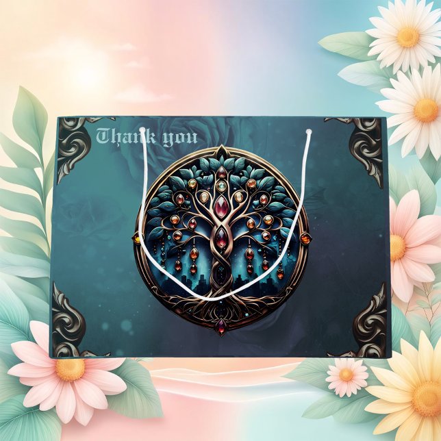 Sacola Para Presentes Grande Cidade à sombra da luxuosa árvore da vida. (Criador carregado)