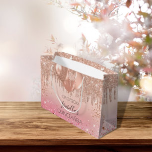 Sacola Para Presentes Grande Cinceanera rosa rosa rosa rosa cor-de-rosa balões