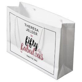 Sacola Para Presentes Grande Cinquenta e Chique Rosa Corado Aniversário