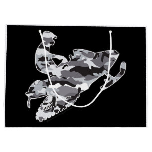 Sacola Para Presentes Grande Cinza Camouflage Snowmobiler