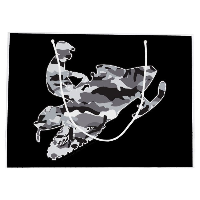 Sacola Para Presentes Grande Cinza Camouflage Snowmobiler (Verso)