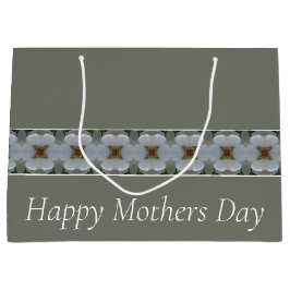 Sacola Para Presentes Grande Cinza Clássica E Floral Branco Bonito