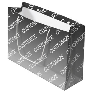 Sacola Para Presentes Grande Cinza (cor mutável) Ombre & Padrão de Texto
