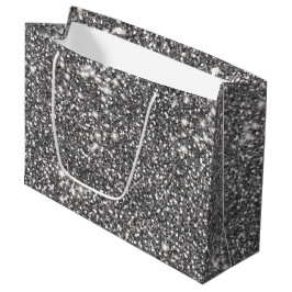 Sacola Para Presentes Grande Cinza de aparência de textura brilhante de Design 
