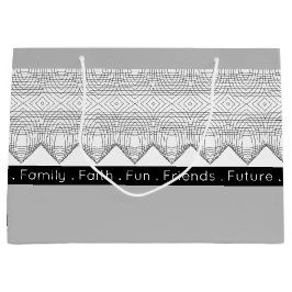 Sacola Para Presentes Grande Cinza E Branco Pretos