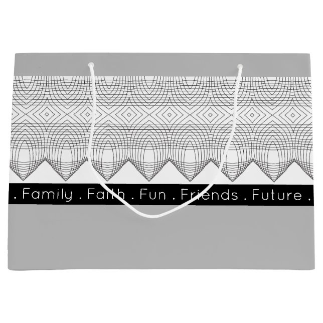 Sacola Para Presentes Grande Cinza E Branco Pretos (Frente)