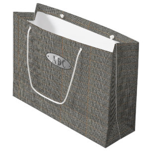 Sacola Para Presentes Grande Cinza Masculina, Homem-Giftbag Monograma