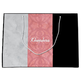 Sacola Para Presentes Grande Cinza Rosa-Rosa-Rosa-Rosa, Aquarela E Nome