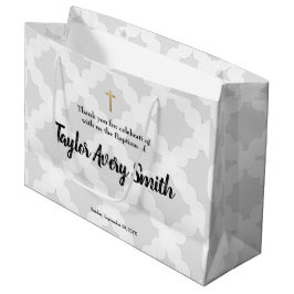 Sacola Para Presentes Grande Cinzas personalizadas de batismo Dourado