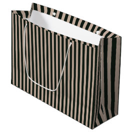 Sacola Para Presentes Grande Cinzas Verdes Escuras Stripes Aniversário