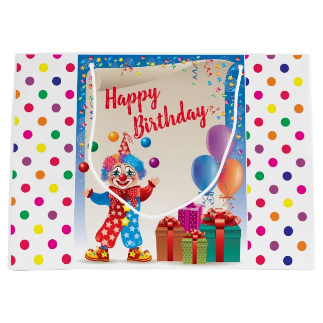 Sacola Para Presentes Grande Circo Feliz Aniversário (Frente)