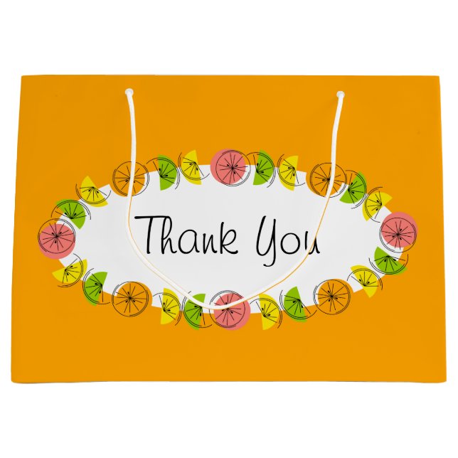 Sacola Para Presentes Grande Citrus Oval Orange Obrigado grande (Frente)