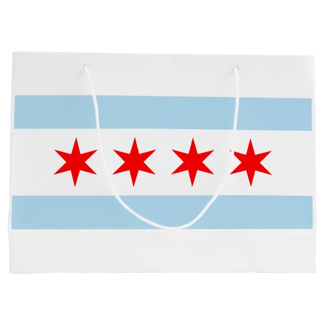 Sacola Para Presentes Grande City Flag de Chicago (Illinois) (Verso)