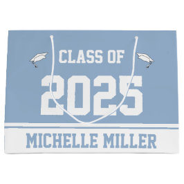 Sacola Para Presentes Grande Classe de 2023 e Nome do Bebê Azul e Branco