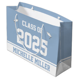 Sacola Para Presentes Grande Classe de 2023 e Nome do Bebê Azul e Branco