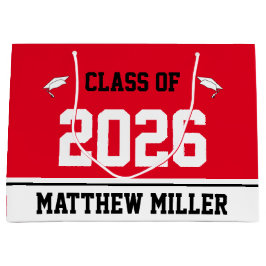 Sacola Para Presentes Grande Classe de 2026 e Nome na Modelo Vermelha e Branca