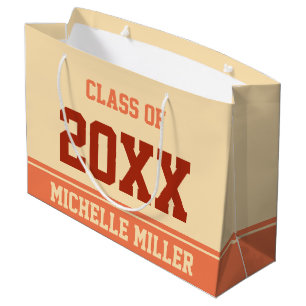 Sacola Para Presentes Grande Classe de 20xx e Pêssego e Coral do Nome do Forman