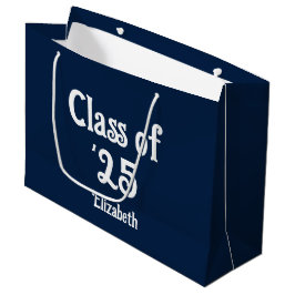 Sacola Para Presentes Grande Classe de '25 Formando Azul Escuro e Branco