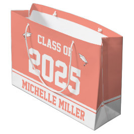 Sacola Para Presentes Grande Classe de nome do Formando 2025 Pink e White