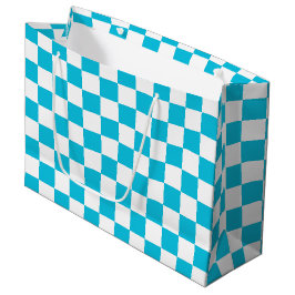 Sacola Para Presentes Grande Classic aqua blue checkerboard
